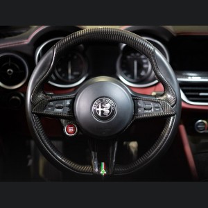 Alfa Romeo Stelvio Steering Wheel Trim - Carbon Fiber - Main Center Trim Piece - QV Model